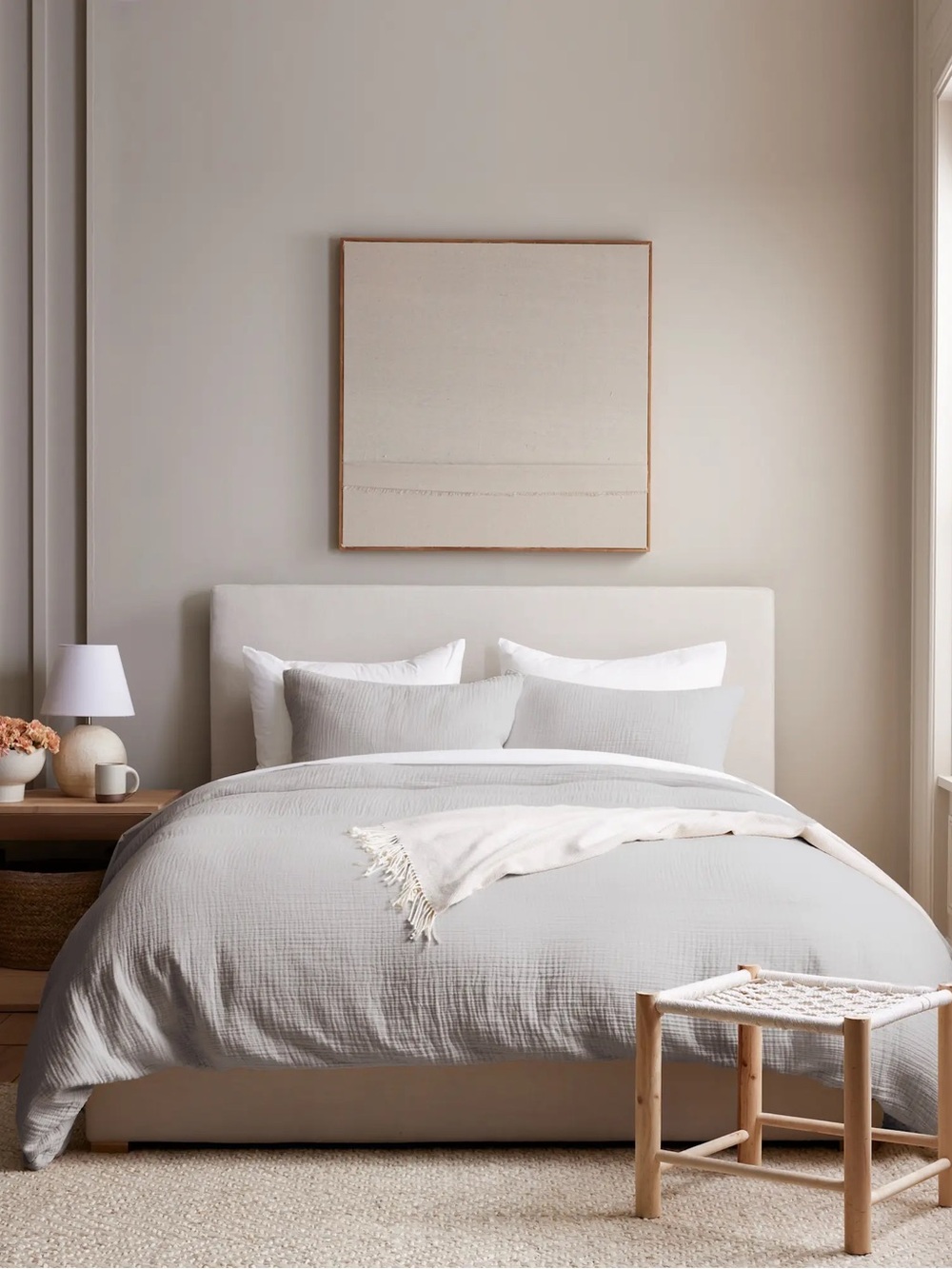 QUINCE Organic Cotton Gauze Duvet Cover Set King/Cal King Light Grey 8187 - Picture 3 of 13